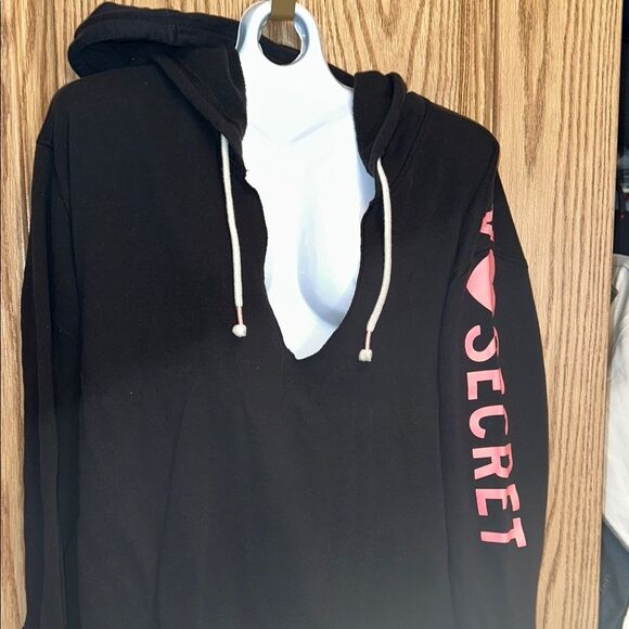 Victoria's Secret Black Hoodie with Pink Accents - Picture 1 of 7